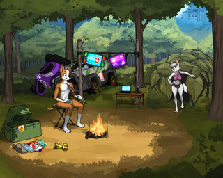 3_toes 5_fingers annoyed anthro anthrofied athletic athletic_male barefoot black_nose bottomwear brown_body brown_fur camp campfire car car_crash clothed clothed_anthro clothed_female clothed_male clothing computer duo eating electronics feet female figurine fingers fire forest fur gold_(metal) hindpaw humanoid_hands jungle laptop leaf loincloth male multicolored_body multicolored_fur nature navel nipples outside paws plant satellite_dish sitting smile supplies supply_box tail tent toes topless topless_anthro topless_male topwear tree two_tone_body two_tone_fur vehicle walking white_body white_fur diacordst paw_patrol sweetie_(paw_patrol) tracker_(paw_patrol) aquatic canid canine canis chihuahua domestic_dog fish hunting_dog mammal terrier toy_dog west_highland_white_terrier 5:4 hi_res