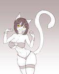 anthro big_breasts bra bracelet breasts camel_toe choker clothing eyebrows eyelashes female jewelry legwear looking_at_viewer necklace panties smile solo squish strapless_bra strapless_clothing strapless_underwear thigh_gap thigh_highs thigh_squish underwear yellow_eyes scorpdk felid feline felis mammal 2024 hi_res