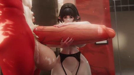 5_fingers alternate_species anthro balls big_balls big_penis black_hair breasts clothing duo ear_piercing erection faceless_character faceless_male female fingers fur furrification garter_belt garter_straps genitals hair handjob huge_balls huge_penis humanoid_genitalia humanoid_hands humanoid_penis it'll_never_fit larger_male looking_up male male/female multicolored_body multicolored_fur muscular navel nude penile penis penis_awe penis_bigger_than_torso piercing pink_penis red_body red_fur sex shocked size_difference smaller_female thick_thighs two_tone_body two_tone_fur vein veiny_balls veiny_penis vulva white_balls white_body white_fur wide_hips xaz3d mayosplash_(modeler) valorlynz_(modeler) mihoyo zenless_zone_zero danny_sterling_(spitfire420007) jane_doe_(zenless_zone_zero) canid canine canis fox humanoid mammal murid murine rat rodent wolf 16:9 3d_(artwork) 3d_animation animated digital_media_(artwork) no_sound short_playtime video widescreen