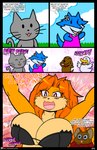 2019 absurd_res anatid anseriform anthro apricot_(viroveteruscy) avian big_breasts bird blockage_(layout) blush bouncing_breasts breasts brown_body brown_fur buckteeth canid canine canis cleavage cleavage_overflow clothed clothing cloud collar colored comic daisy_(flower) daisy_(tiny_pets) domestic_cat domestic_dog douglas_buttons duck english_text eyelashes eyewear felid feline felis female flower fur glasses grass greeting group hair happy hi_res horizontal_blockage huge_breasts lagomorph larger_female male mammal multicolored_body multicolored_fur open_mouth orange_body orange_fur orange_hair pika plant raised_arms red_eyes rodent sciurid shirt size_difference sky smile speech_bubble sweater teeth text tiny_pets topwear tree_squirrel two_tone_body two_tone_fur url viroveteruscy warning_cream_filled wolf