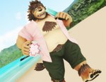 anthro beach body_hair chest_hair clothed clothing countershading food looking_at_viewer male navel one_eye_closed open_clothing open_shirt open_topwear outside overweight pawpads popsicle pubes sand seaside shirt solo tongue topwear water wink winking_at_viewer malicekira ross_(rossciaco) felid lion mammal pantherine 3d_(artwork) digital_media_(artwork) hi_res mikumikudance_(artwork)