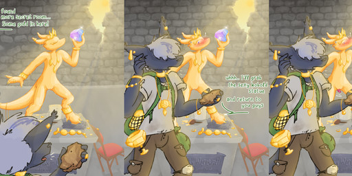 3_panel_comic anal_beads armor backpack bag blush blush_lines bottomwear bracelet chair choker clothing coin coin_purse crown dialogue dungeon ear_piercing erection furniture gem genitals gold_(metal) gold_bracelet gold_coin gold_crown gold_jewelry gold_nails gold_paint gold_ring headgear hiding horn horn_jewelry horn_ring jewelry jewelry_only knee_up lead light looking_at_another magic male mostly_nude nails necklace nude oblivious pants pedestal pendant penis piercing pockets ring ring_(jewelry) sex_toy shirt shy size_difference slit_penis small_body small_comic smaller_male sun sunlight t-shirt text topwear unwanted_erection djannetur canid canine canis kobold mammal scalie wolf 2025 absurd_res comic english_text hi_res