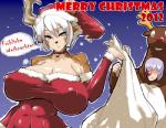 big_breasts big_nipples breasts cleavage clothed clothing duo female german holidays huge_breasts kemono male nipples skimpy text hibiki2 christmas animal_humanoid deer human humanoid mammal 2012