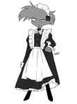 anthro clothed clothing crossdressing do_not_distribute maid_uniform male multi_eye solo uniform enaic31 hazbin_hotel arackniss_(vivzmind) arachnid arthropod demon spider absurd_res hi_res monochrome