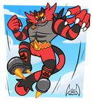 big_hands boots clothing cloud flying footwear jewelry male pendant rocket_boots shoes solo soul-silver-dragon nintendo pokemon tahu_(incineroar) generation_7_pokemon incineroar pokemon_(species) hi_res