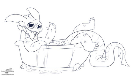 ambiguous_gender anthro bath claws feral looking_at_viewer simple_background smile solo tail text tongue water wet white_background wolfblade dreamworks european_mythology how_to_train_your_dragon mythology toothless dragon fury_(httyd) mythological_creature mythological_scalie night_fury scalie western_dragon black_and_white monochrome url
