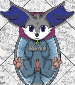 animal_genitalia animal_penis balls bath bathing blue_body blue_eyes blue_fur canine_genitalia canine_penis collar collar_only erection feral fur genitals grey_body grey_fur knot knotted_penis looking_at_viewer lying male nude on_back paws penis solo spa tail water slysocx nintendo pokemon fan_character loki_tempus canid canine fennekin fox generation_6_pokemon mammal pokemon_(species)