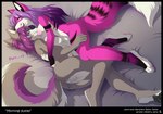 2016 4_toes after_sex anthro anthro_on_anthro bodily_fluids breasts butt canid canine canis claws comic cuddling digital_media_(artwork) duo feet female female/female fox fur genital_fluids hair heart_symbol hindpaw hioshiru iskra jess_(teckly) mammal nipples nude pawpads paws pink_body pink_fur pink_nipples purple_hair purple_nipples pussy_juice_on_butt selene_leni shaded tail text toe_claws toes vaginal_fluids wolf