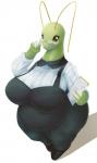 3_fingers anthro anthrofied belly big_belly big_breasts big_butt breasts butt claws clothing dress_pants dress_shirt dress_shoes eyelashes eyewear female fingers form_fitting formal_clothing front_view glasses green_body green_scales green_skin high-angle_view huge_breasts looking_at_viewer non-mammal_breasts obese obese_anthro obese_female overweight overweight_anthro overweight_female pokemorph scales secretary shirt simple_background solo standing thick_thighs tight_clothing topwear white_background wide_hips yellow_eyes hurikata nintendo pokemon generation_2_pokemon meganium pokemon_(species) reptile scalie 2019 hi_res