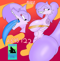 anthro big_breasts breasts clothing fangs female long_tongue purple_body red_eyes sharp_teeth solo teeth tongue tongue_out topwear lokbunny17 ceratopsian ceratopsid chasmosaurine dinosaur fish hybrid mackerel_shark marginocephalian marine megalodon ornithischian prehistoric_species reptile saurischian scalie shark theropod triceratops tyrannosaurid tyrannosauroid tyrannosaurus tyrannosaurus_rex hi_res model_sheet