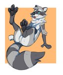 2020 absurd_res animate_inanimate anthro butt digital_drawing_(artwork) digital_media_(artwork) featureless_crotch gamblepaws grey_body hi_res hypnosis hypnotic_clothing living_plushie male mammal mind_control multicolored_body nonbinary_(lore) pawpads plushie procyonid raccoon reclining ringed_eyes robin_(gamblepaws) seam_(sewing) simple_background solo tag_(disambiguation) tongue tongue_out