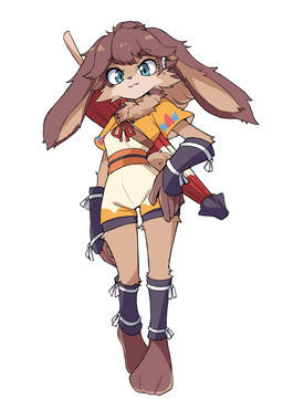 anthro blue_eyes brown_body brown_fur brown_hair clothing eyebrow_through_hair eyebrows eyelashes feet female fur hair hand_on_hip kemono neck_tuft solo tan_body tan_fur translucent translucent_hair tuft umbrella fun_bo star_wars star_wars_visions lop_(star_wars_visions) lagomorph lepi leporid mammal rabbit 2025 hi_res