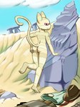 anthro butt canyon clothing clothing_aside desert female hand_on_butt hotyisus looking_at_viewer looking_back nude raised_leg raised_tail rock solo tail adventure_time cartoon_network me-mow humanoid absurd_res hi_res