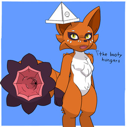 anthro breasts clothing featureless_breasts female gaping hat headgear headwear literal_tailhole solo tail tail_mouth unusual_anatomy unusual_tail lewdkitten069 nintendo pokemon generation_8_pokemon nickit pokemon_(species) 1:1 hi_res