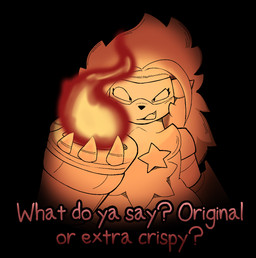 anthro arm_cannon cybernetic_arm cybernetic_limb elemental_manipulation female fire fire_manipulation fur hair mask mechanical_arm open_mouth solo star text lewdewott bandai_namco digimon digimon_beatbreak digimon_(species) wolvermon 2026 digital_media_(artwork) english_text hi_res