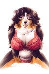 anthro belly big_breasts bra breasts brown_eyes clothing female hair looking_at_viewer multicolored_body navel panties red_bra red_clothing red_panties red_underwear simple_background slightly_chubby slightly_chubby_female smile smiling_at_viewer solo thick_thighs tongue tongue_out underwear ichinoseura animal_humanoid bernese_mountain_dog canid canid_humanoid canine canis domestic_dog humanoid mammal mammal_humanoid molosser mountain_dog swiss_mountain_dog absurd_res hi_res