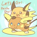 duo open_mouth text rairai-no26-chu nintendo pokemon pokemon-specific_day raichu_day alolan_form alolan_raichu generation_1_pokemon generation_7_pokemon pokemon_(species) raichu regional_form_(pokemon) 1:1 2020 english_text low_res