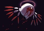 1_eye ambiguous_gender bandage bandage_on_head black_background blood blood_drip blood_from_eye bodily_fluids dripping excessive_blood floating_wings flying glistening glistening_eyes glowing halo looking_up midair monotone_body no_sclera not_furry pupils red_eyes red_wings simple_background solo unusual_anatomy unusual_wings white_body white_pupils wings kawayabug kirby_(series) kirby_64:_the_crystal_shards nintendo 02_(kirby) angel eye_creature 2020 digital_media_(artwork) full-length_portrait hi_res portrait shaded