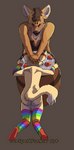 ambiguous_gender anthro asphyxiation ass_up barrel bobbing_for_apples bubble butt clothing drowning duo fur hair implied_snuff legwear male nude peril simple_background snuff thigh_highs water leafpath canid canine fennec_fox fox mammal maned_wolf true_fox hi_res