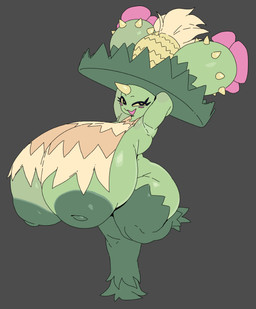 1_horn areola big_areola big_breasts big_butt big_hat big_nipples blush blush_stickers breasts butt cactus clothing eyelashes female female_humanoid green_areola green_body green_nipples grey_background hands_behind_head hat headgear headwear horn huge_areola huge_breasts huge_butt huge_nipples huge_thighs hyper hyper_breasts looking_at_viewer nipples not_furry open_mouth open_smile plant puffy_areola simple_background smile solo spikes spikes_(anatomy) thick_thighs yellow_eyes aortauricle nintendo pokemon adriana_(rubyqm) cactus_creature elemental_creature flora_fauna generation_5_pokemon humanoid maractus pokemon_(species) 2025 digital_media_(artwork) hi_res