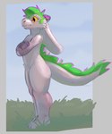 anthro biped fur grass horn male plant solo tail_mane white_body white_fur curseofdreg mythology dragon mythological_creature mythological_scalie scalie absurd_res hi_res