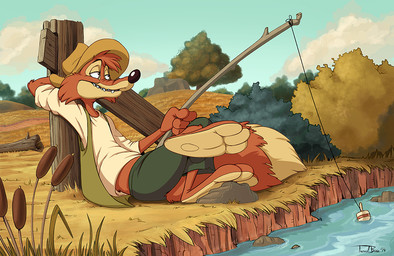 3_toes 4_fingers anthro barefoot black_nose bottomwear brown_clothing brown_hat brown_headwear cheek_tuft closed_smile clothed clothed_anthro clothed_male clothing cloud countershade_face countershade_feet countershade_fur countershading crossed_legs day detailed_background dipstick_tail facial_tuft feet fence fencepost field fingers fishing fishing_rod fully_clothed fully_clothed_anthro fully_clothed_male fur green_bottomwear green_clothing green_pants green_topwear green_vest hair hand_behind_head hat headgear headwear holding_fishing_rod holding_object humanoid_hands leaning leaning_backward male male_anthro markings mouth_closed multicolored_body multicolored_fur narrowed_eyes orange_body orange_fur orange_hair outside overbite pants path plant plantigrade reclining rock shirt shrub sky smile solo tail tail_markings tan_body tan_countershading tan_fur teeth toes toony topwear tree tree_trunk tuft two_tone_body two_tone_fur vest water white_clothing white_shirt white_topwear wood wood_fence teaselbone disney song_of_the_south br'er_fox canid canine fox mammal red_fox true_fox 2019 digital_drawing_(artwork) digital_media_(artwork) shaded signature