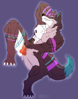 anthro flexing flexing_bicep gooning male male/male olnatus penetrable_sex_toy penile penis_milking sex_toy solo stroking_penis wolfpupsif canid canine canis mammal wolf hi_res