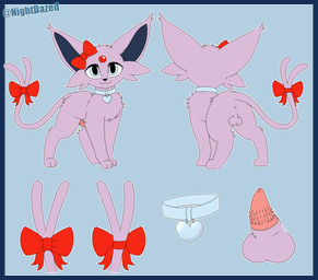 accessory animal_genitalia animal_penis anus balls blue_background blue_collar border bow_(feature) bow_ribbon close-up collar feline_genitalia feline_penis feral furgonomics genitals head_bow looking_at_viewer male penis ribbons simple_background solo standing tail tail_accessory tail_bow tail_ribbon transparent_border nightdazed nintendo pokemon fan_character gem_(gemofevan) eeveelution espeon generation_2_pokemon pokemon_(species) alpha_channel hi_res model_sheet