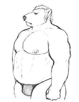 abs annoyed anthro barazoku big_muscles big_nipples big_pecs bulge clothed clothing ear_piercing facial_hair facial_piercing fist frown frowning_at_viewer looking_at_viewer male mohawk muscular muscular_anthro muscular_arms muscular_male nipple_piercing nipples no_eyebrows nose_piercing overweight overweight_anthro pecs piercing sideburns solo thick_arms thong thong_only topless underwear underwear_only triplealion bear mammal polar_bear ursine 2025 digital_drawing_(artwork) digital_media_(artwork) half-length_portrait monochrome portrait sketch