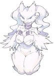 anthro anthrofied big_breasts blue_eyes blush body_blush breasts chest_tuft claws curvy_anthro curvy_female curvy_figure female fur genitals hands_on_own_breasts hourglass_figure hourglass_figured_anthro hourglass_figured_female innie_pussy kneeling naturally_censored navel nipple_outline pokemorph pussy pussy_blush simple_background solo tail thick_thighs thigh_gap tuft white_background white_body white_fur wide_hipped_anthro wide_hipped_female wide_hips lolobot mythology nintendo pokemon dragon generation_5_pokemon legendary_pokemon mythological_creature mythological_scalie pokemon_(species) reshiram scalie hi_res