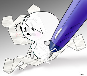 anthro blush duo female female/female humanoid_on_anthro nude on_model paper pen translucent translucent_body itimu cartoon_network the_amazing_world_of_gumball carrie_krueger teri_(tawog) bear ghost humanoid mammal paper_creature spirit