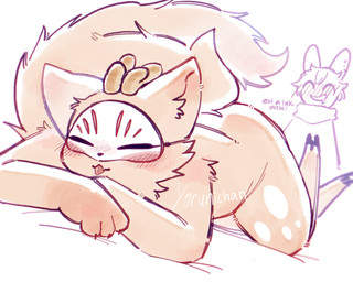 ambiguous_gender anthro ass_up bed blush brown_body brown_fur duo fluffy fluffy_tail fur fur_markings furniture happy hooves horn imminent_sex lying markings mask mostly_nude multicolored_body multicolored_fur on_bed piercing scarf scarf_only simple_background smile tail text tongue tongue_out two_tone_body two_tone_fur white_body white_fur yumyoru asian_mythology chinese_mythology east_asian_mythology fabulous_beasts fenz_(studio) mythology sibuxiang_the_deer_(fabulous_beasts) tuye_(fabulous_beasts) deer lagomorph mammal moon_rabbit 5:4 colored english_text hi_res