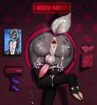 after_anal anthro anus balls bodily_fluids brothel butt clothing condom condom_dispenser cum cum_in_ass cum_inside cum_on_butt cum_on_leg cum_on_tail cum_on_wall femboy gaping gaping_anus genital_fluids genitals glory_hole heart_symbol legwear male penis penis_tuck public_use sexual_barrier_device solo stockings tail text through_wall tissue unused_condom wrapped_condom targso deer mammal english_text