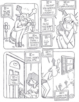 anthro blush blush_lines cellphone clothing duo electronics embarrassed female freckled_face freckles hair hair_over_eyes horn male nude nude_female outside phone smartphone text text_message texting underwear circe_(artist) deltarune undertale_(series) kris_dreemurr noelle_holiday deer human mammal new_world_deer reindeer comic english_text hi_res