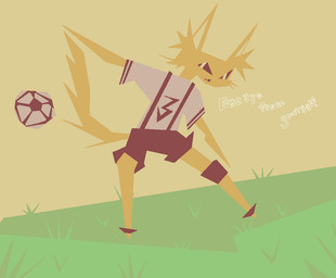 anthro ball clothed clothed_anthro clothed_male clothing detailed_background grass male plant soccer soccer_ball solo sport text naircat domestic_cat felid feline felis mammal 2013 aliasing digital_drawing_(artwork) digital_media_(artwork) english_text restricted_palette