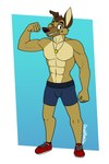 2024 2:3 abs all_dogs_go_to_heaven anthro anthrofied athletic athletic_anthro athletic_male black_nose bottomwear brown_body brown_fur canid canine canis charlie_barkin clothed clothed_anthro clothed_male clothing deskmaniac domestic_dog don_bluth flexing footwear fur german_shepherd grin herding_dog hi_res jewelry male mammal muscular muscular_anthro muscular_male necklace pastoral_dog pecs shoes shorts signature smile sneakers solo standing teeth topless topless_anthro topless_male
