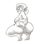 anthro anus big_breasts big_butt breasts butt crouching ear_piercing eyelashes eyewear female genitals glasses nude piercing pupils pussy rear_view round_glasses simple_background slit_pupils smile solo spread_butt spreading thick_thighs white_background wide_hips dddoodles scalie_schoolie sally_(scalie_schoolie) amphibian lungless_salamander salamander spring_salamander 1:1 absurd_res hi_res