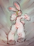 anthro blonde_hair bow_panties bow_ribbon bow_underwear breasts clothed clothing female hair navel panties panties_only smile solo standing topless underwear underwear_only white_clothing white_panties white_underwear panken lagomorph leporid mammal rabbit hi_res