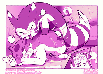 all_fours being_watched bodily_fluids camera cum cum_inside doggystyle duo female female_penetrated feral feral_on_feral feral_penetrated feral_penetrating from_behind_position genital_fluids looking_at_another male male/female male_penetrating male_penetrating_female penetration scientist sex sweat conditional_dnp insomniacovrlrd nintendo pokemon furret generation_2_pokemon human mammal pokemon_(species) quilava