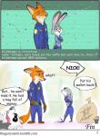 2018 anthro canid canine canis clothed clothing comic disney english_text female fox fur green_eyes hi_res judy_hopps lagomorph leporid male mammal mask nick_wilde police police_uniform purple_eyes rabbit red_fox simple_background text the_gory_saint true_fox uniform url wolf zootopia