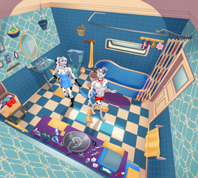 abs aged_up anthro anthrofied basket bathroom bathtub black_spots cellphone claw_foot_bathtub clenched_teeth clothed clothing collar collar_tag container detailed_background duo electronics feet female fingers fur high-angle_view holding_object holding_towel inside looking_at_another male markings mirror muscular muscular_anthro muscular_male open_mouth phone pink_inner_ear red_collar shower shower_head sink smartphone smile sponge spots spotted_body spotted_fur standing star_collar_tag tail teeth toes toilet toothpaste topless topless_anthro topless_male towel towel_whip towel_wrap underwear wearing_collar white_body white_fur dal101strefan 101_dalmatian_street 101_dalmatians disney dolly_(101_dalmatians) dylan_(101_dalmatians) canid canine canis dalmatian domestic_dog mammal digital_media_(artwork) hi_res brother_(lore) brother_and_sister_(lore) sibling_(lore) sister_(lore)