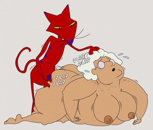 3_fingers 4_fingers age_difference ambiguous_penetration anthro anthro_penetrating anthro_penetrating_female anthro_penetrating_human areola arms_bent belly big_areola big_belly big_breasts big_butt big_nipples biped black_eyebrows black_eyes black_whiskers bodily_fluids bouncing_breasts breasts butt butt_grab curved_tail dipstick_ears doggystyle duo ear_markings elderly elderly_female elderly_human eyebrows eyewear feet female female_human female_on_anthro female_penetrated fingers flying_sweatdrops from_behind_position fur genitals glasses grabbing_from_behind grey_background hair hair_grab half-closed_eyes hand_on_another's_butt hand_on_butt huge_belly huge_butt human_on_anthro human_penetrated interspecies iris light_areola light_body light_fur light_hair light_markings light_nipples light_skin long_whiskers looking_at_another looking_at_partner looking_down looking_down_at_another looking_down_at_partner looking_pleasured lying male male/female male_anthro male_on_human male_penetrating male_penetrating_female male_penetrating_human markings mature_female mature_human monotone_background monotone_hair monotone_tail motion_lines motion_outline mouth_closed multicolored_body multicolored_ears multicolored_fur narrowed_eyes nipples no_pupils nude nude_anthro nude_female nude_human nude_male obese obese_female obese_human older_female older_human older_penetrated on_front open_mouth overweight overweight_female overweight_human penetration penis plap pointy_ears poofy_hair prick_ears puffy_areola puffy_nipples purple_body purple_ear_tips purple_ears purple_fur purple_markings purple_penis purple_stripes raised_head red_body red_ears red_fur red_tail round_glasses sex short_hair simple_background sound_effects standing striped_body striped_fur stripes sweat sweatdrop tail tan_areola tan_nipples text thick_arms thick_thighs thin_arms thin_eyebrows thin_legs three-quarter_view toes touching_hair two_tone_body two_tone_ears two_tone_fur wearing_glasses whiskers white_hair white_text yellow_sclera younger_anthro younger_dom_older_sub younger_male jodero cartoon_network courage_the_cowardly_dog katz_(courage_the_cowardly_dog) muriel_bagge domestic_cat felid feline felis human mammal 2018 digital_drawing_(artwork) digital_media_(artwork)