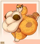 anthro belly big_belly big_breasts blonde_hair blush breasts female fur hair huge_belly looking_away markings obese obese_female overweight overweight_female shy solo spots spotted_body spotted_fur tan_body tan_fur thick_thighs yellow_body drokmars felid feline mammal absurd_res digital_media_(artwork) hi_res