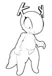 anthro antlers bodily_fluids clothing female horn looking_offscreen panties slightly_chubby solo standing stare sweat tail underwear blackbeet kde mythology katie_(kde) dragon mythological_creature mythological_scalie scalie aliasing black_and_white digital_media_(artwork) line_art monochrome