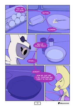 ambiguous_gender bow_ribbon butter chef_hat clothing cookware dairy_products dialogue dish egg feral food frying_pan hat headgear headwear kitchen_utensils makeup milk solo text tools muzzzzz nintendo pokemon arceus cresselia generation_4_pokemon legendary_pokemon pokemon_(species) absurd_res comic english_text hi_res female_(lore)