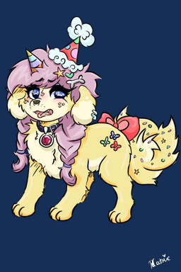 anthro bleh blush blushing_profusely clothing hat headgear headwear male party_hat shy solo po0ochie absurd_res alpha_channel hi_res