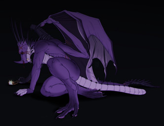 anthro black_background black_horn blood bodily_fluids brown_eyes chain facial_horn fangs horn male male_anthro membrane_(anatomy) membranous_wings mouth_closed nose_horn nosebleed nude pupils purple_body purple_wings red_pupils side_view simple_background solo teeth white_body white_wings wings riorix mythology dragon mythological_creature mythological_scalie scalie hi_res