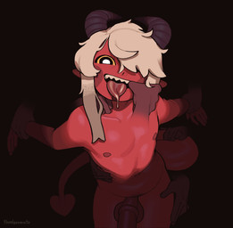 big_penis bodily_fluids caressing disembodied_hand drooling finger_in_mouth genitals hair horn huge_penis male nipples penis red_body saliva sharp_teeth solo spade_tail tail teeth thumb_in_mouth tongue tongue_out white_hair wrist_grab yellow_eyes theelgenerate levi_(theelgenerate) demon demon_humanoid humanoid hi_res nonbinary_(lore)