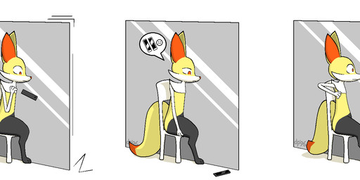 anthro big_tail bisected black_body black_fur black_legs bloodless broken_object chair dipstick_tail dismemberment dropping_object electronics eye_contact falling_object female four_frame_image four_frame_sequence fur furniture goreless holding_object holding_phone inner_ear_fluff looking_at_another markings metal motion_lines mouth_closed on_chair on_phone orange_eyes orange_inner_ear_fluff phone sad semi-anthro simple_background sitting sitting_on_chair solo speech_bubble surprised tail tail_markings tuft white_arms white_background white_body white_fur yellow_body yellow_fur yellow_tail daleport996 nintendo pokemon braixen generation_6_pokemon pokemon_(species) aliasing binary_drawing cel_shading digital_drawing_(artwork) digital_media_(artwork) hi_res pictographics sequence shaded signature