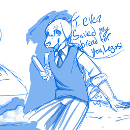 anthro bread dialogue food male smile solo speech_bubble tail tail_motion tailwag text adondis beastars jack_(beastars) bird_dog canid canine canis domestic_dog hunting_dog labrador mammal retriever 1:1 english_text sketch